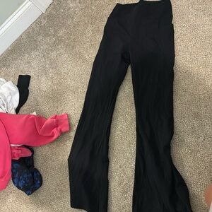 black flared leggings